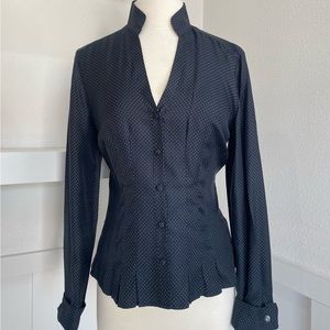 White dots on black Peplum blouse